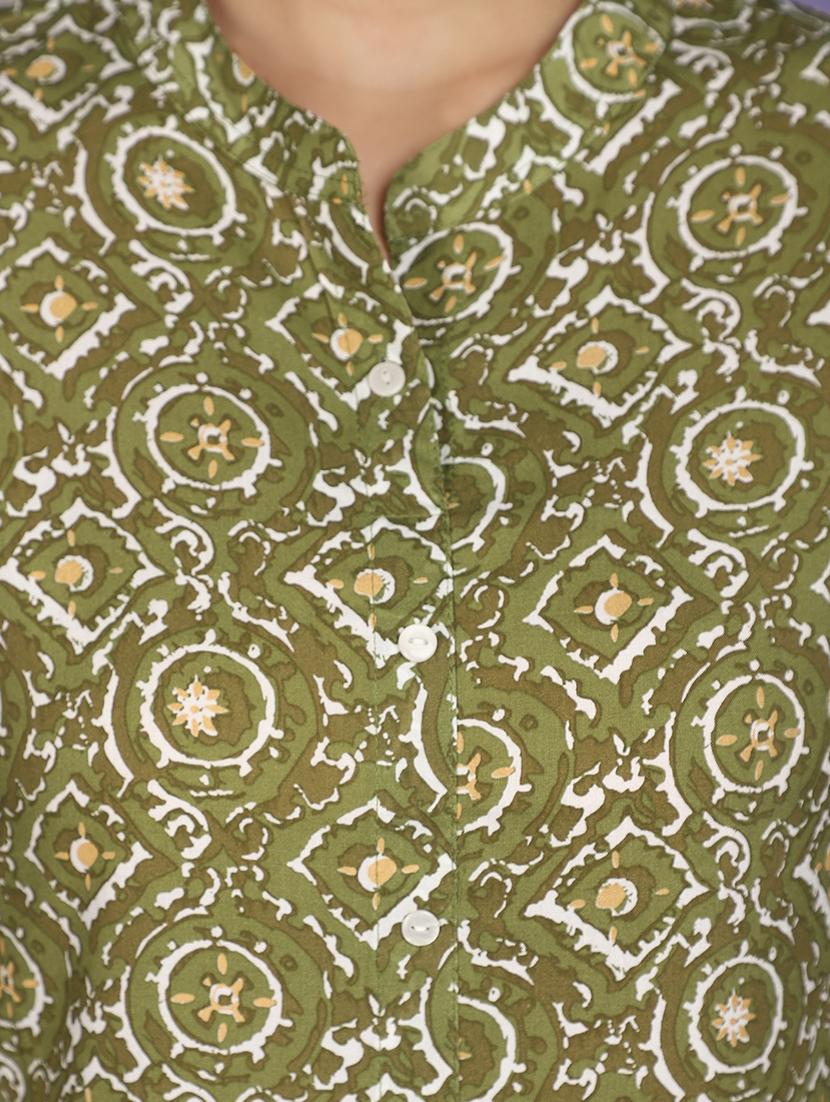 women green mandarin neck straight kurta - 20885028 - Standard Image - 4