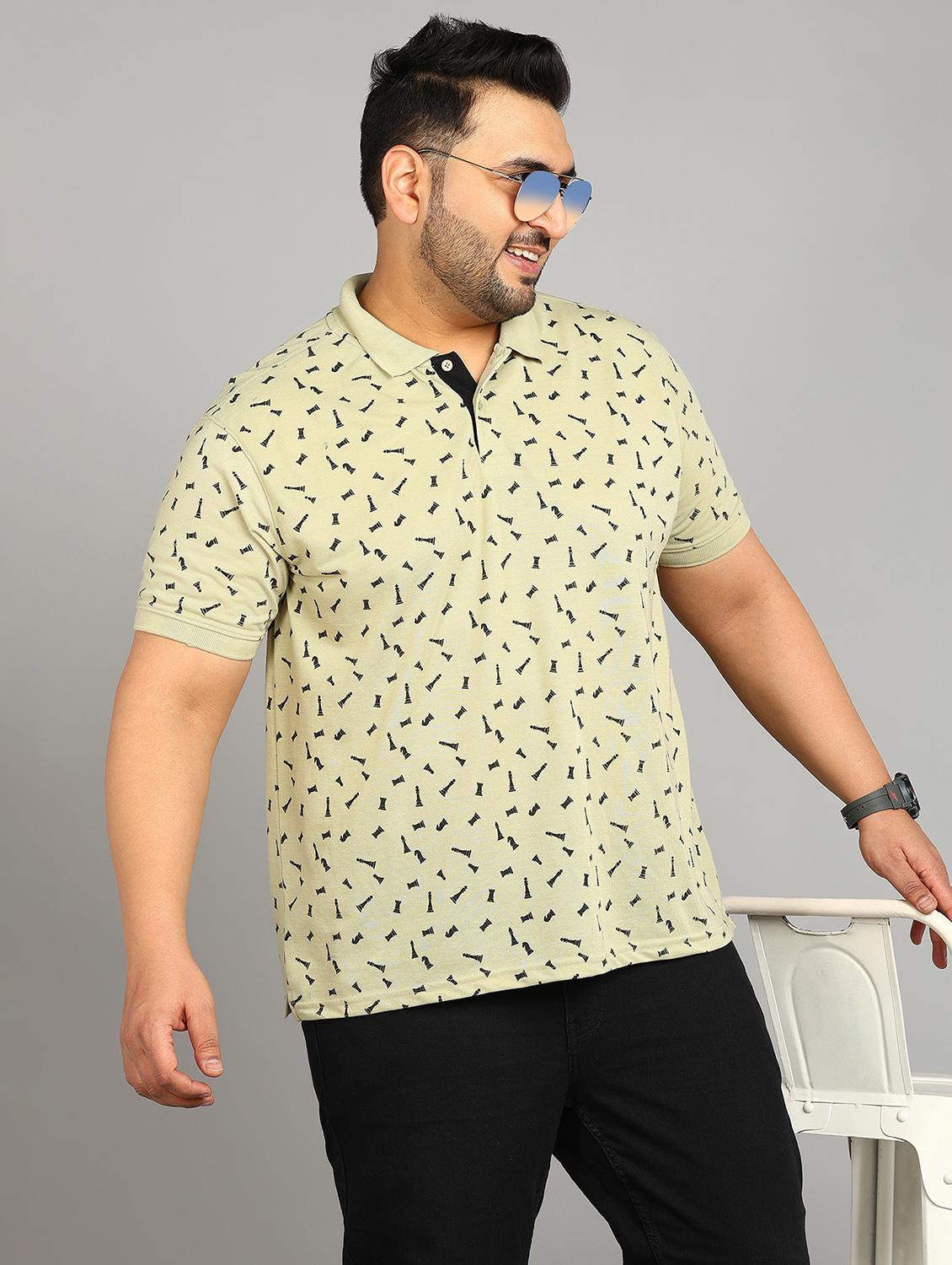 beige cotton plus all over print t-shirt - 20885077 -  Standard Image - 1