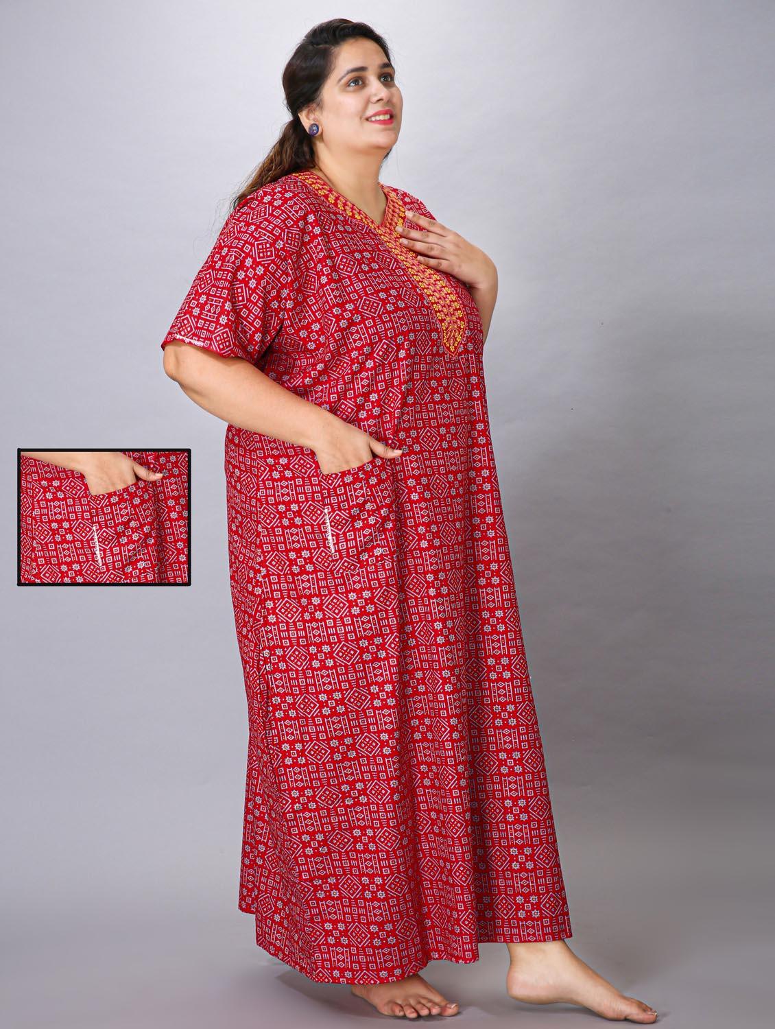 women printed short sleeve nighty - 20885108 - Standard Image - 1