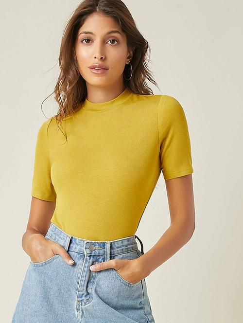 women solid crew neck top - 20885372 -  Standard Image - 0