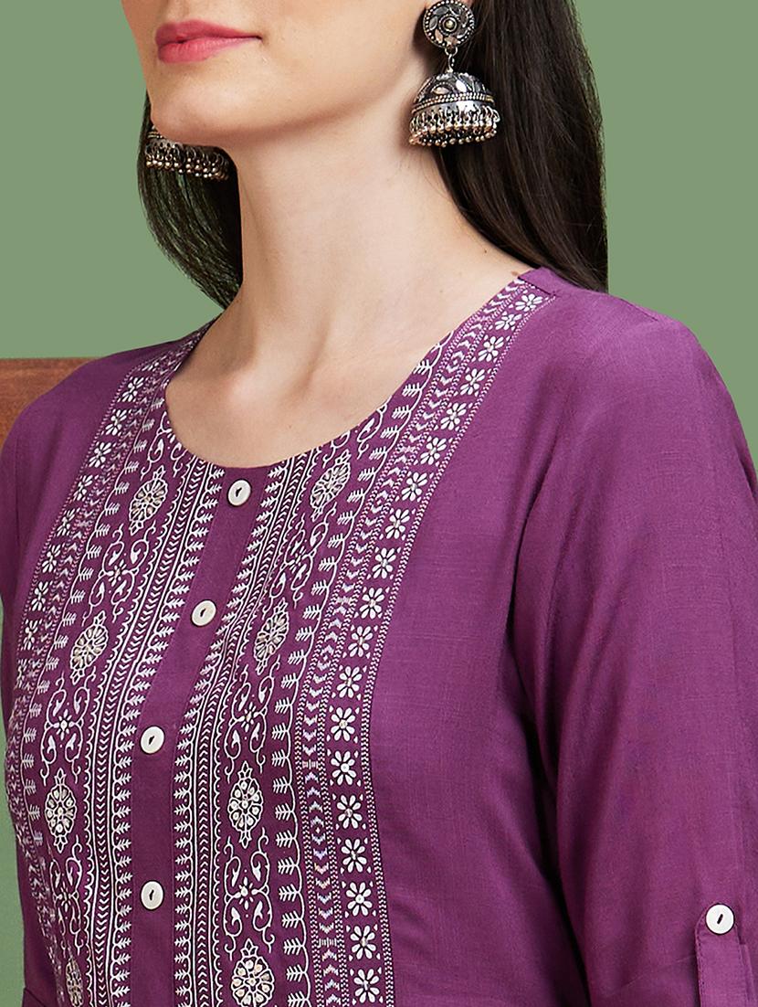 purple printed kurta pant set - 20885382 - Standard Image - 4