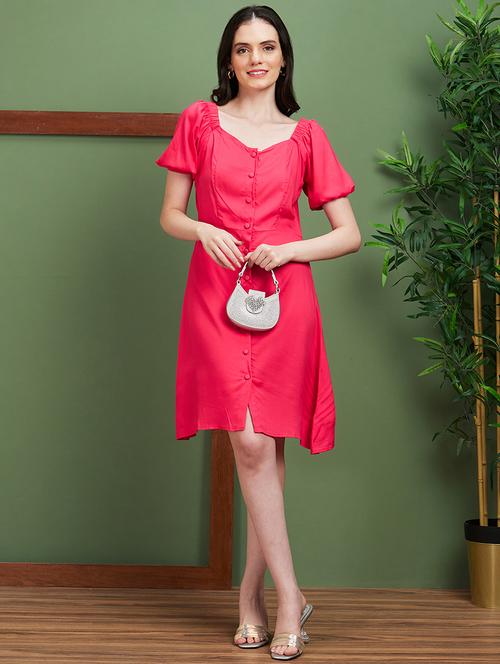 pink solid a-line dress - 20885409 - Standard Image - 0