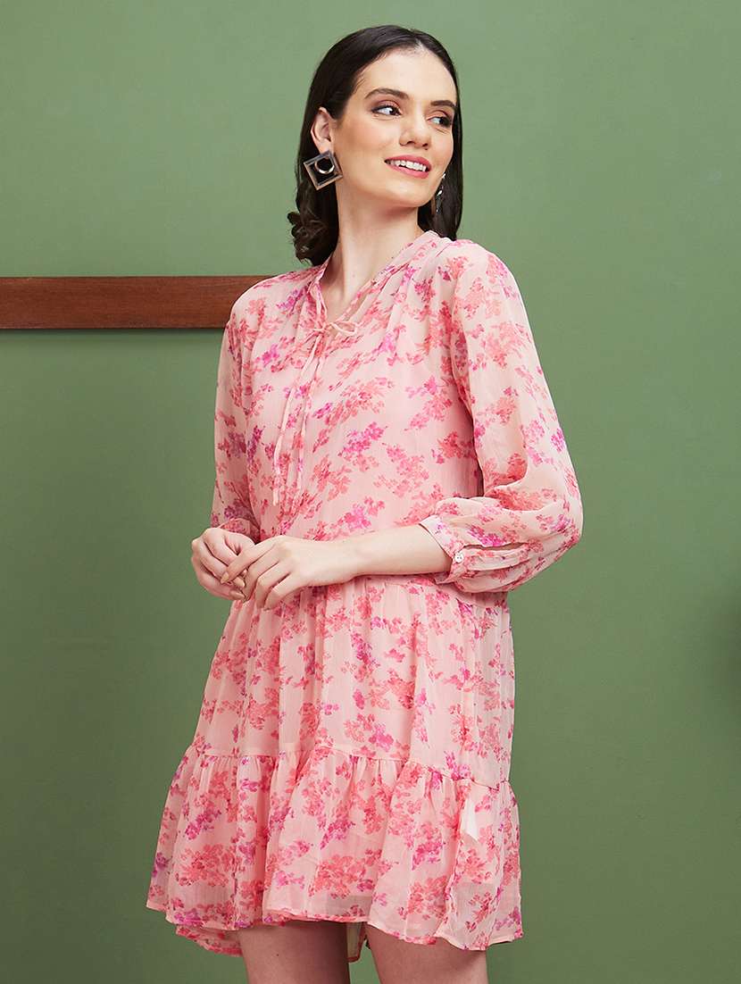 pink floral printed tiered dress - 20885412 -  Standard Image - 1