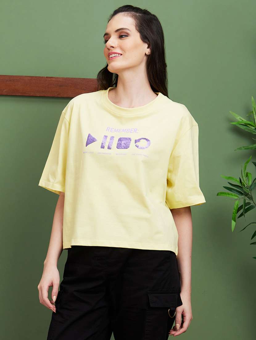 yellow cotton boxy tshirt