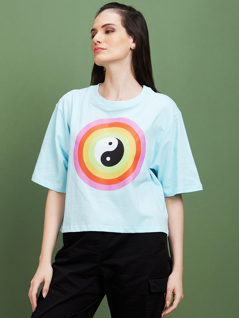blue cotton boxy tshirt - 20885416 - Zoom Image - 0