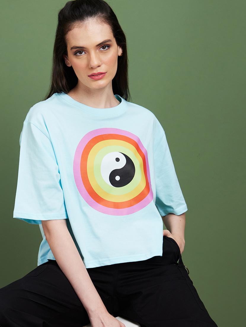 blue cotton boxy tshirt - 20885416 - Standard Image - 1