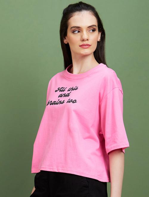 pink cotton boxy tshirt - 20885417 -  Standard Image - 0