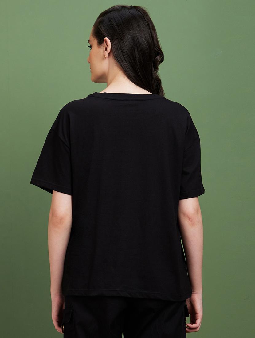 black cotton boxy tshirt - 20885418 - Standard Image - 1