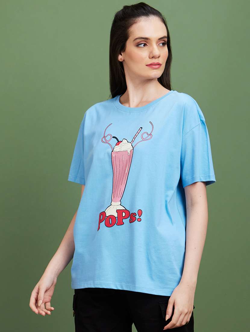 blue cotton boxy tshirt