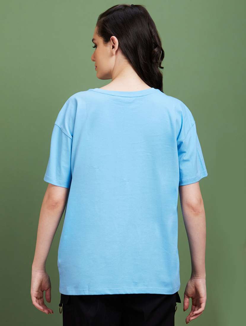 blue cotton boxy tshirt - 20885421 -  Standard Image - 1