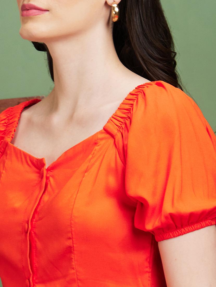 orange solid regular top - 20885428 - Standard Image - 4