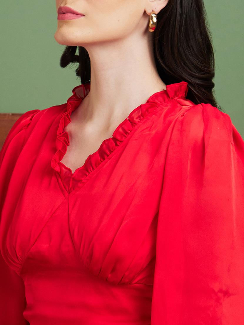 red solid regular top - 20885431 - Standard Image - 4