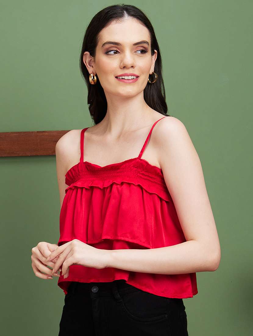 red solid crop top - 20885434 -  Standard Image - 1