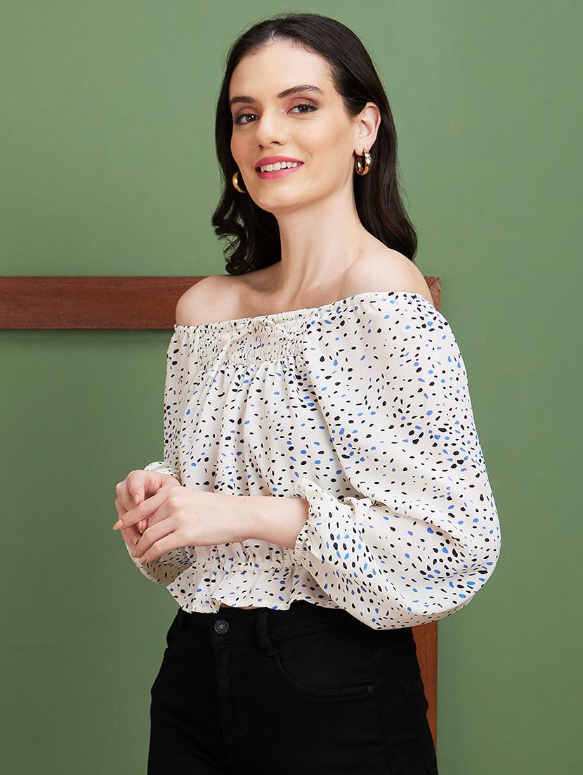 white printed crop top - 20885435 -  Standard Image - 1
