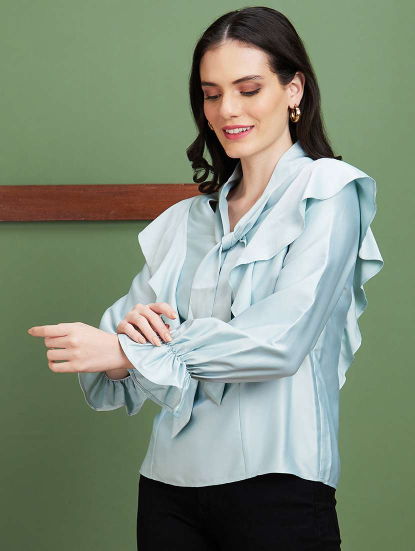 blue solid regular top - 20885436 -  Standard Image - 1