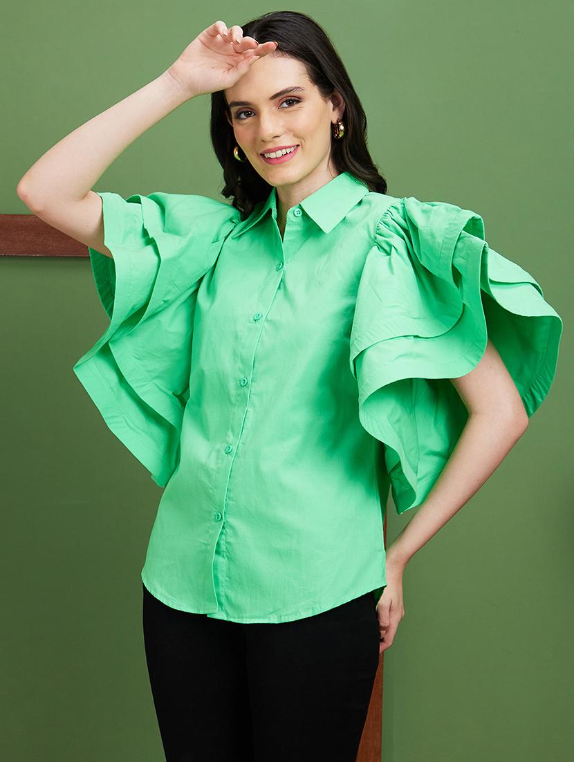 green solid regular top - 20885437 - Standard Image - 1