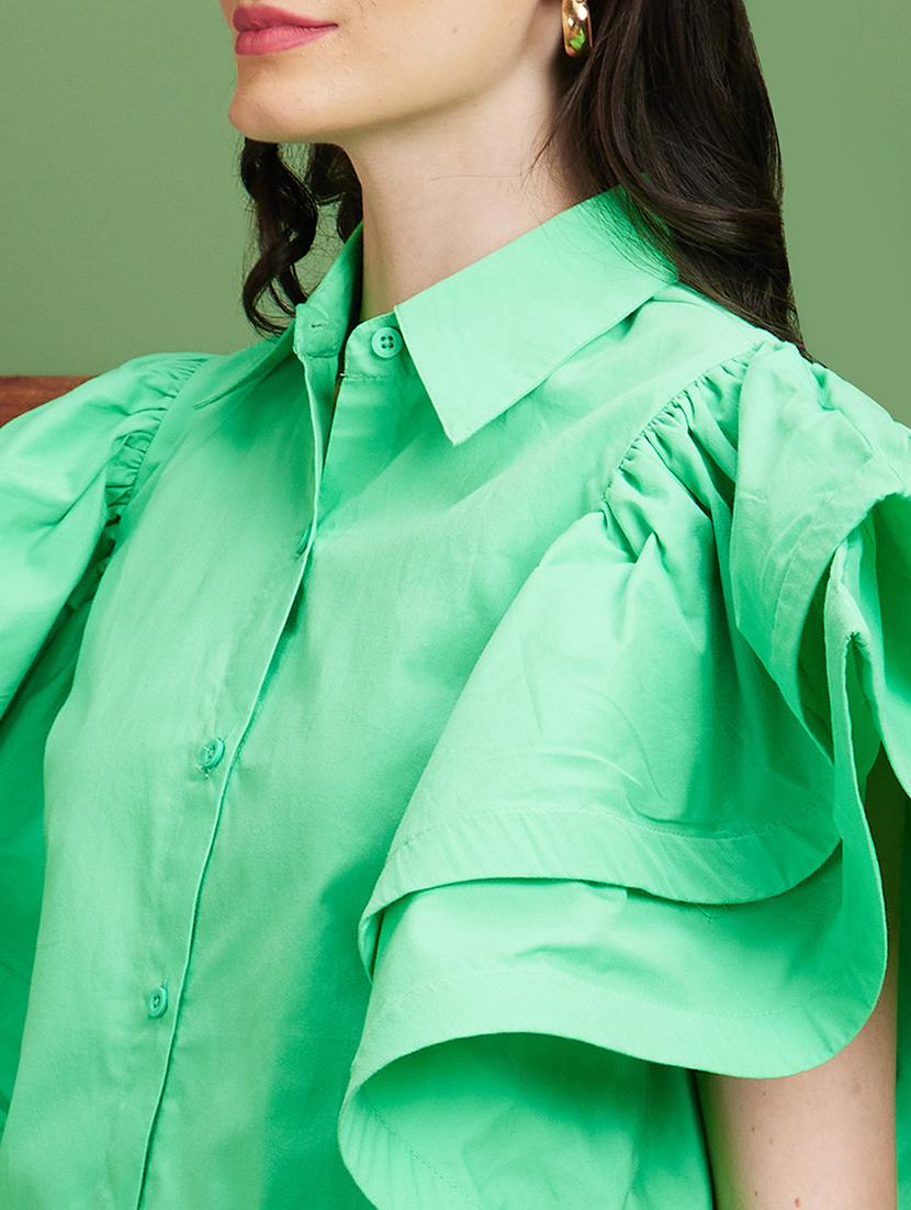 green solid regular top - 20885437 - Standard Image - 4