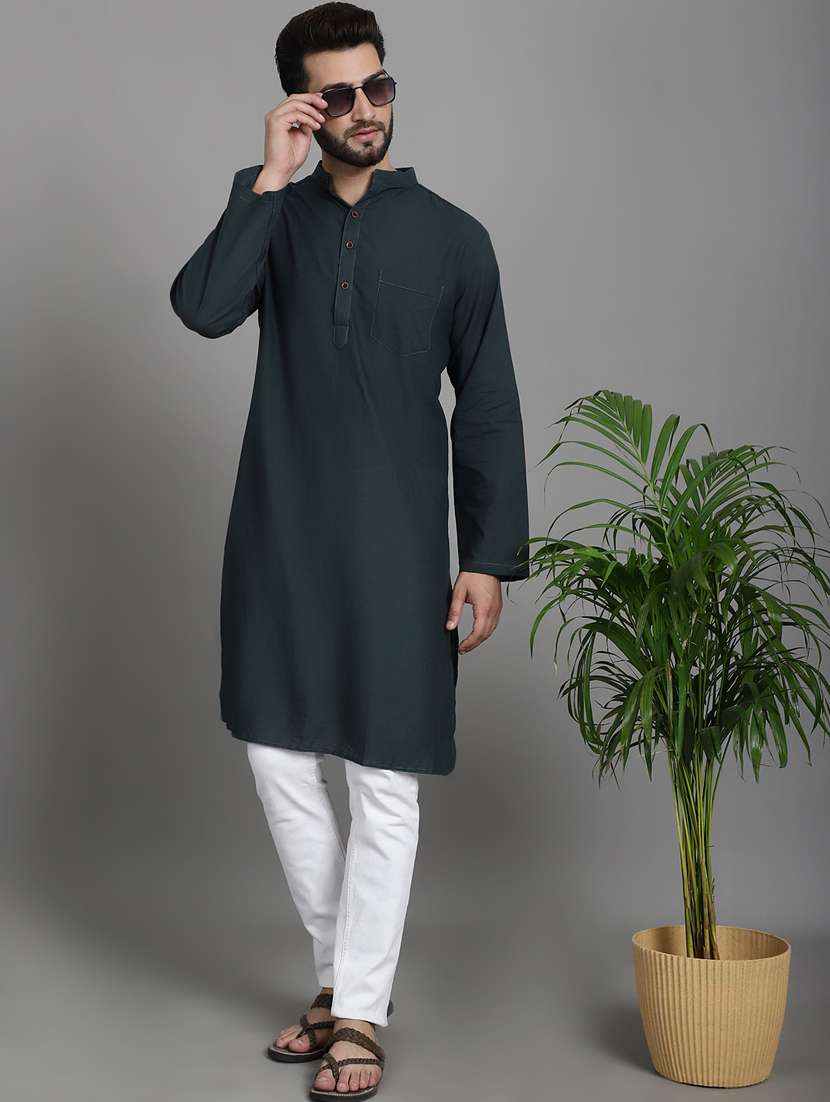 men's mandarin collared solid color kurta
