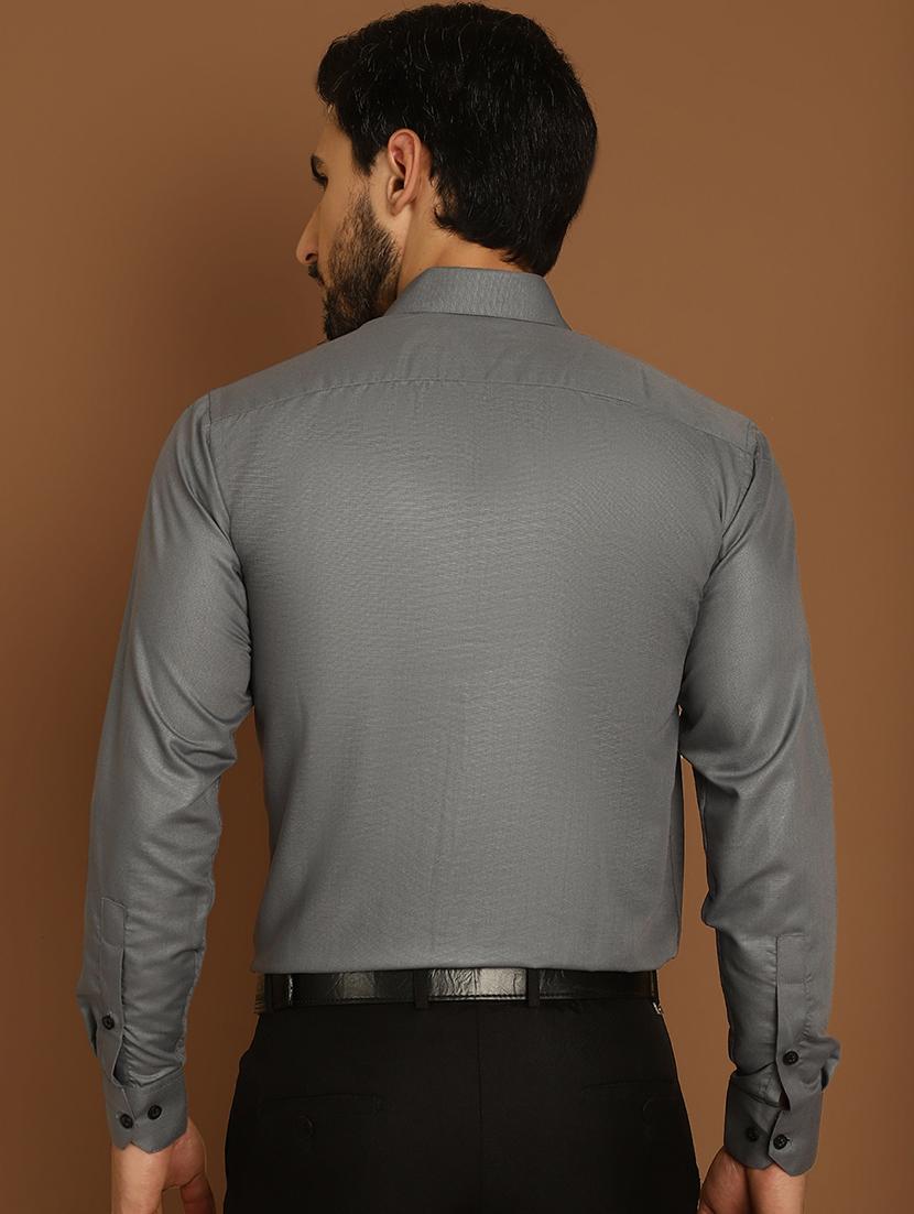 grey cotton formal shirt - 20888250 - Standard Image - 1