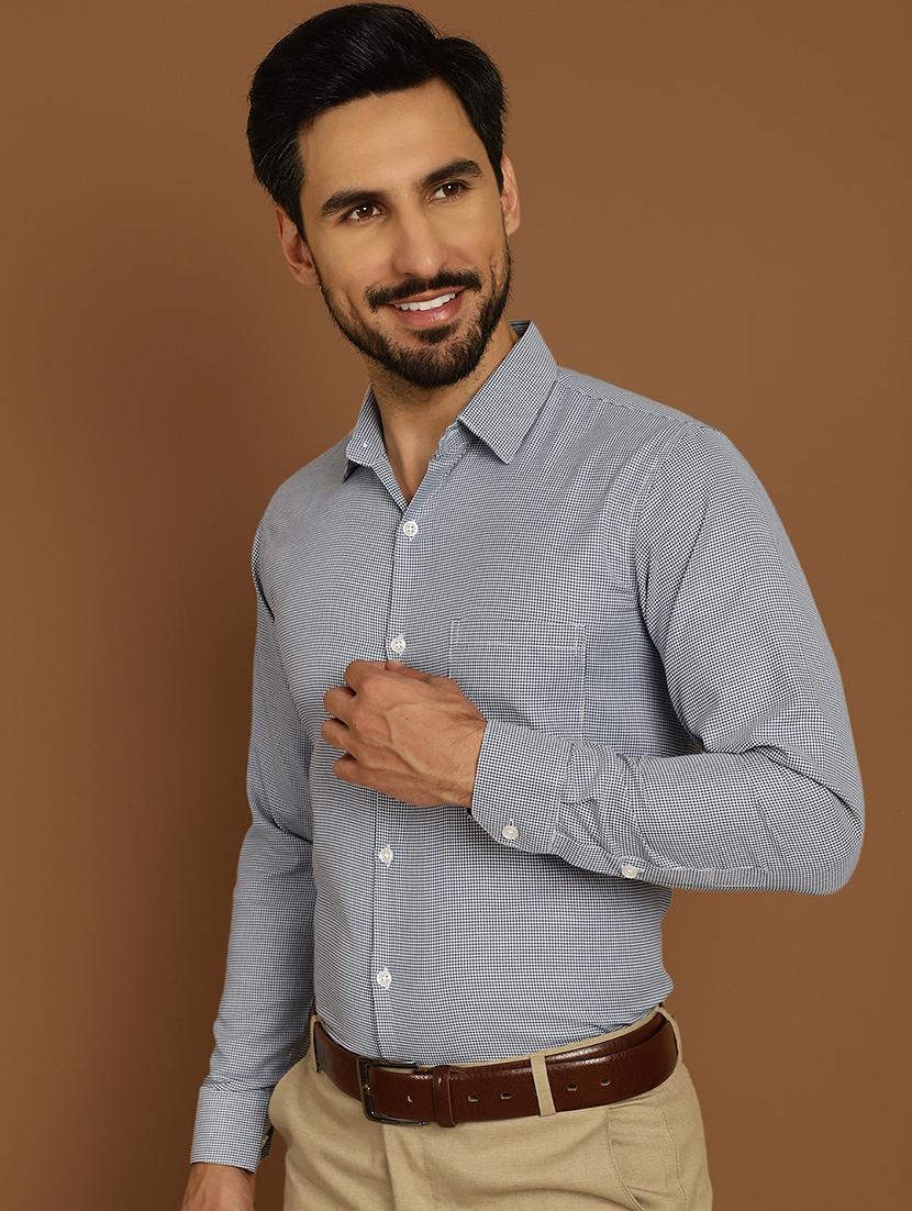 blue cotton blend formal shirt - 20888264 - Standard Image - 1