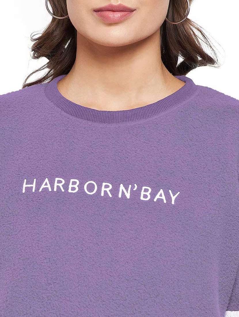women purple color block sweatshirt - 20889008 - Standard Image - 4