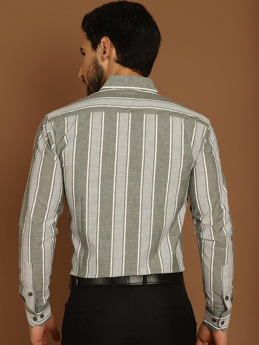 grey cotton formal shirt - 20889050 - Standard Image - 1