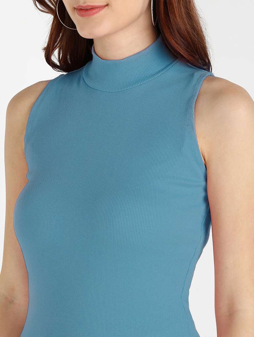 light blue cotton blend plain t-shirt - 20889123 - Standard Image - 4