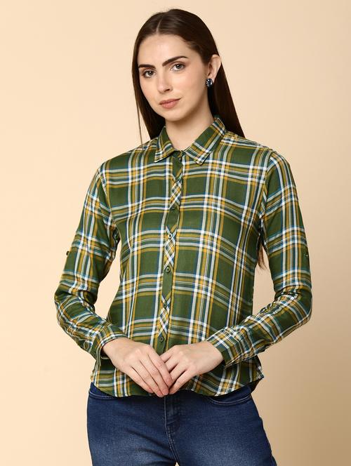 women checkered cotton shirt - 20890552 - Standard Image - 0