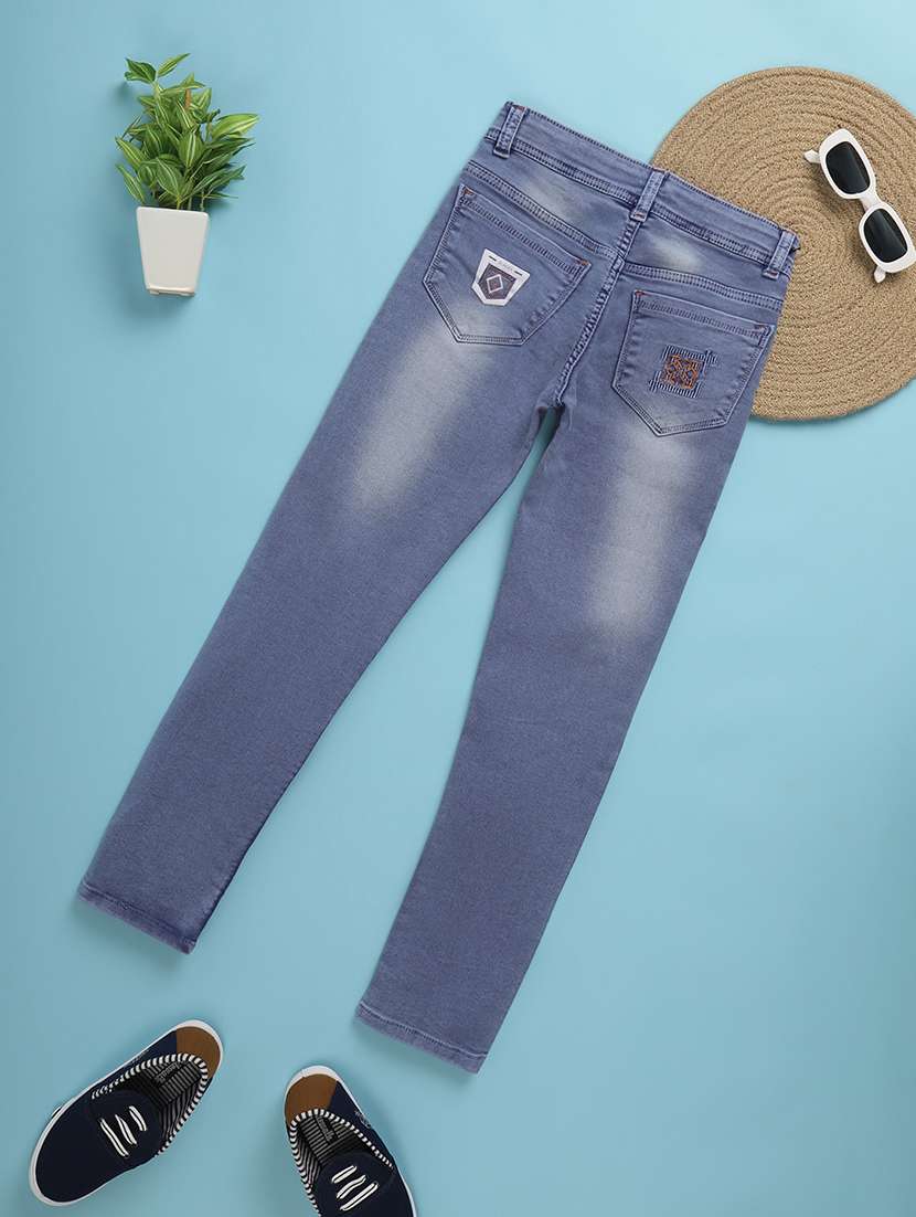 solid light blue detailed denim jeans - 20890683 -  Standard Image - 1