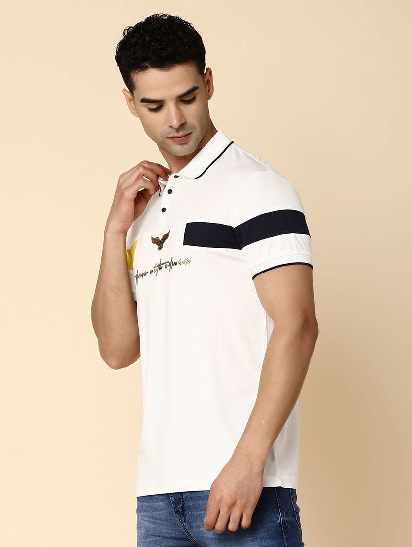 men colour block short sleeves polo t-shirt - 20891039 -  Standard Image - 1