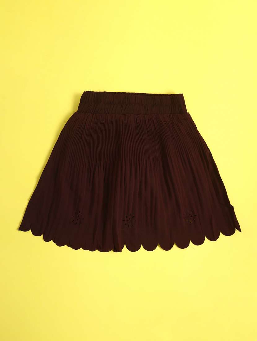 girls maroon self design flared skirt - 20891061 -  Standard Image - 1