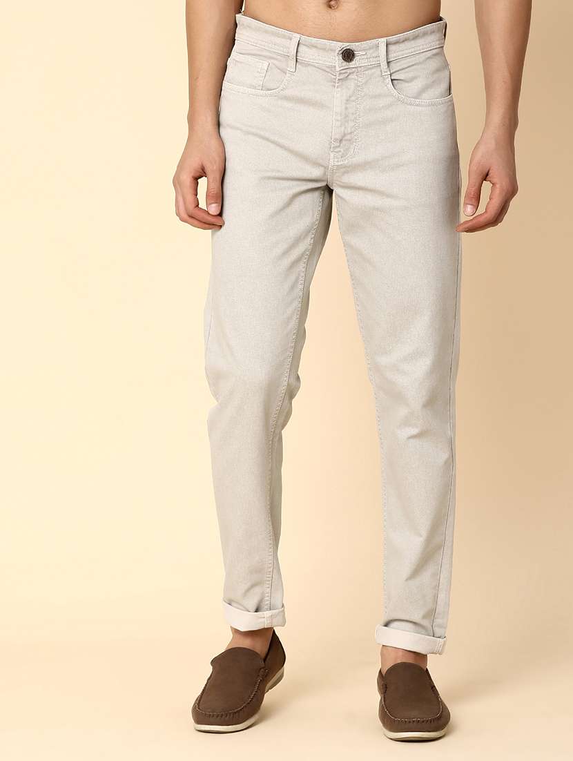 men solid grey chinos trouser