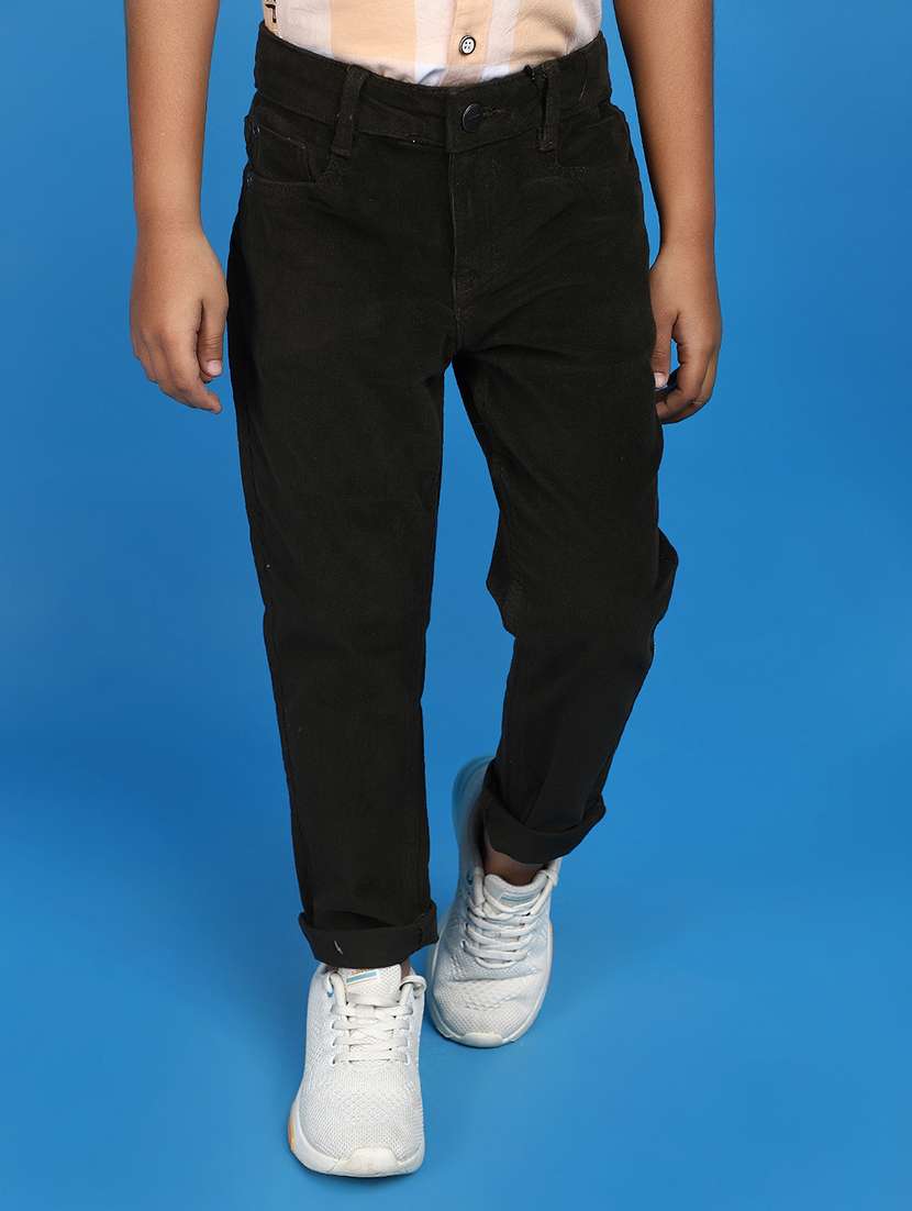 boys black solid mid rise slim fit jean