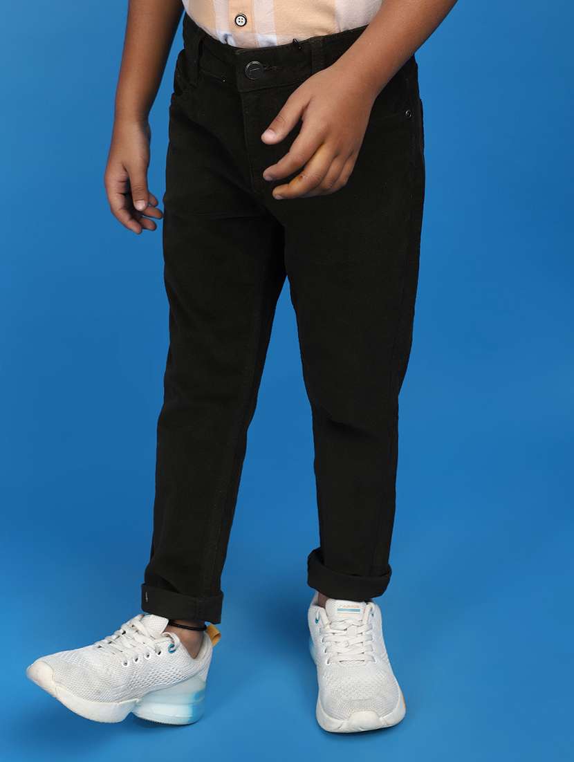boys black solid mid rise slim fit jean - 20891269 -  Standard Image - 1