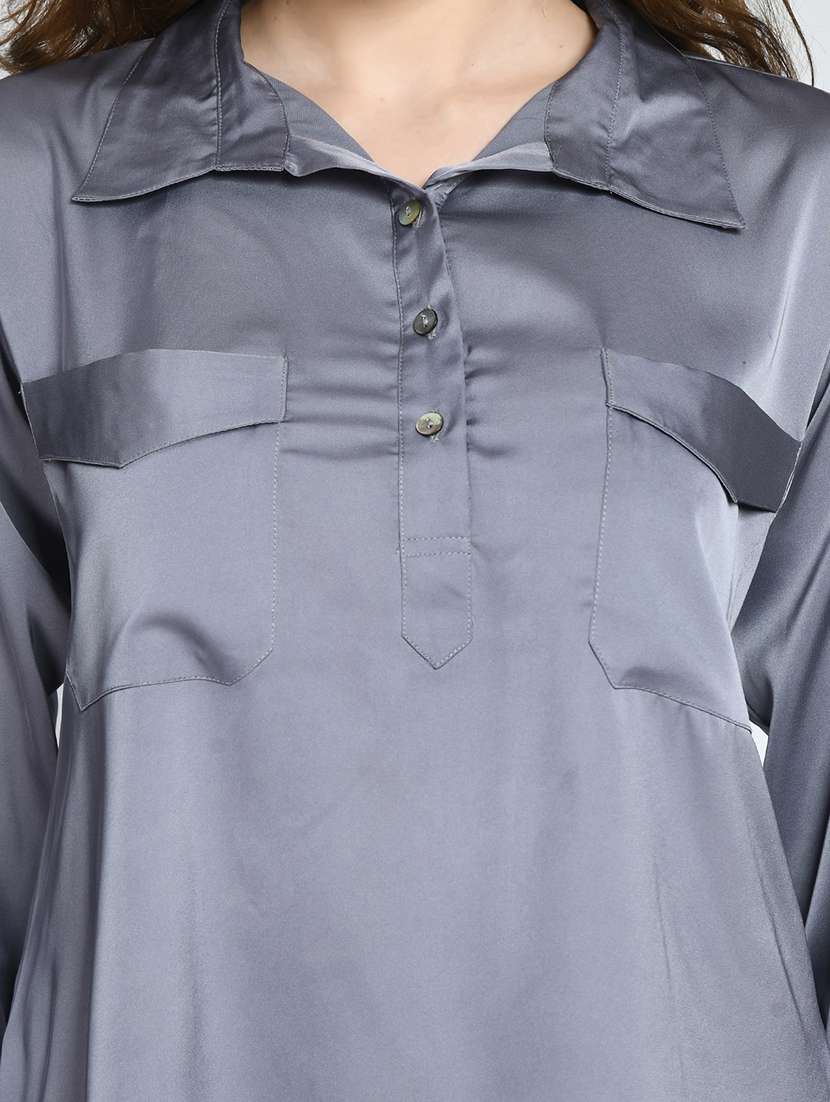 solid grey satin high low top - 20892538 -  Standard Image - 6