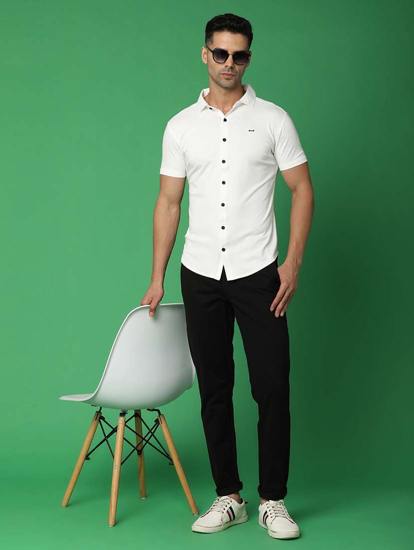 men solid black chinos touser - 20892588 -  Standard Image - 4