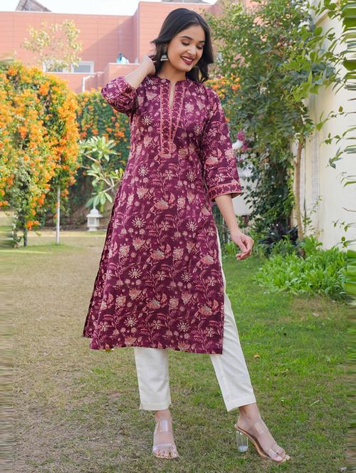 women three quarter sleeve straight kurta - 20892806 - Standard Image - 0