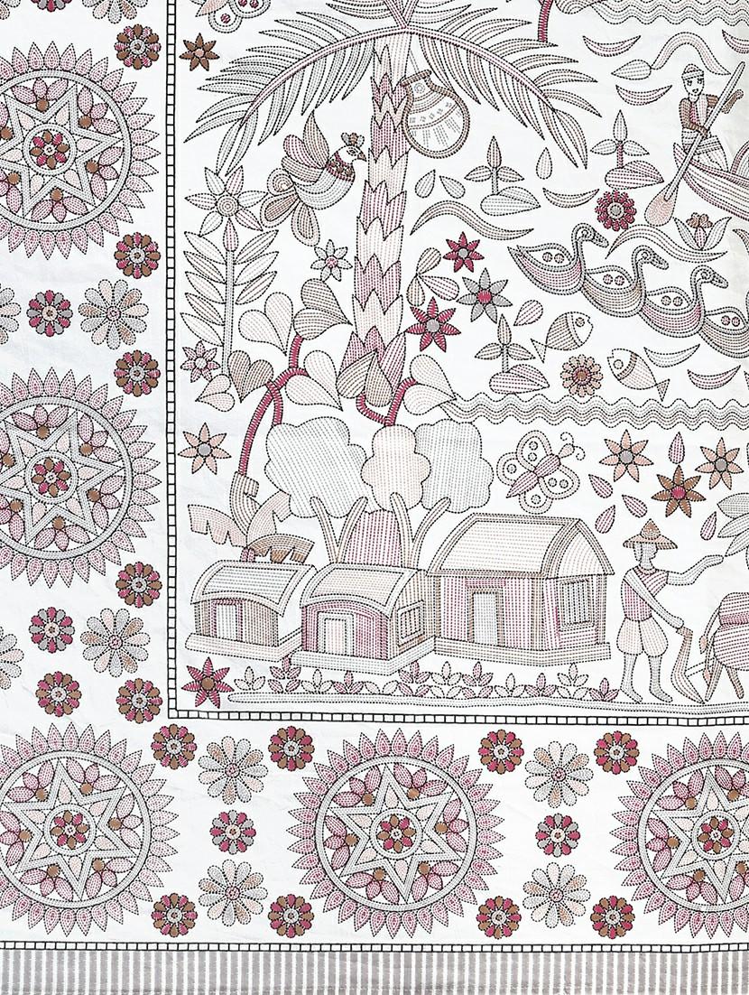 texstylers cotton printed kantha pattern jaipuri king size bedsheet with 2 pillow covers - 20893291 - Standard Image - 4
