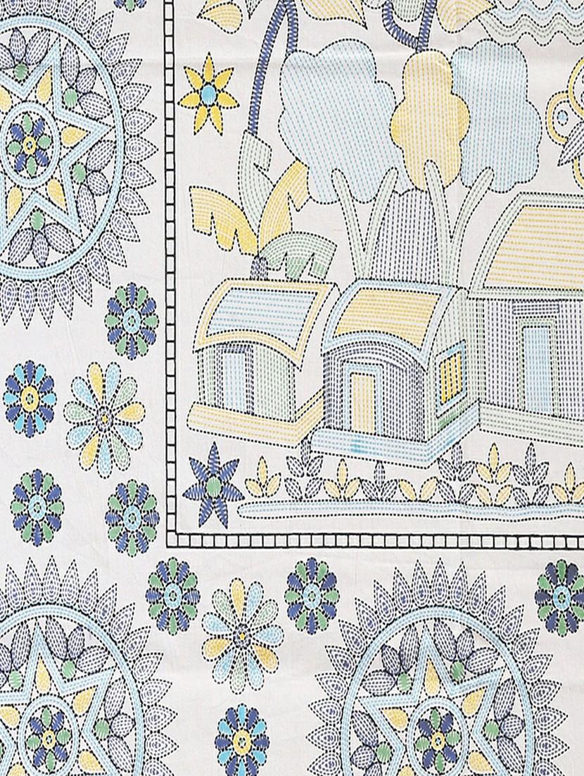 texstylers cotton printed kantha pattern jaipuri king size bedsheet with 2 pillow covers - 20893293 - Standard Image - 4