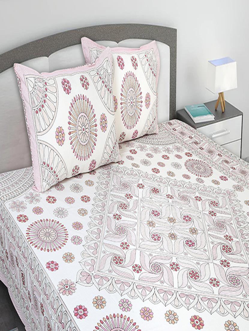 texstylers cotton printed kantha pattern jaipuri king size bedsheet with 2 pillow covers - 20893295 - Standard Image - 1