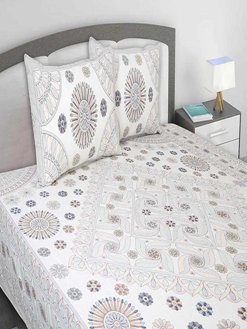 texstylers cotton printed kantha pattern jaipuri king size bedsheet with 2 pillow covers - 20893296 -  Standard Image - 1