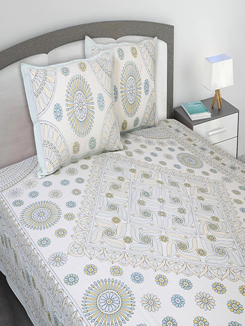 texstylers cotton printed kantha pattern jaipuri king size bedsheet with 2 pillow covers - 20893297 - Standard Image - 1