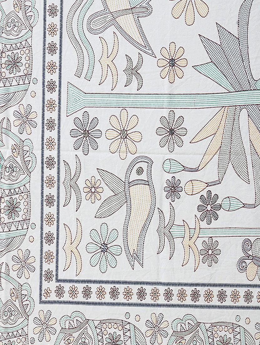 texstylers cotton printed kantha pattern jaipuri king size bedsheet with 2 pillow covers - 20893300 - Standard Image - 4