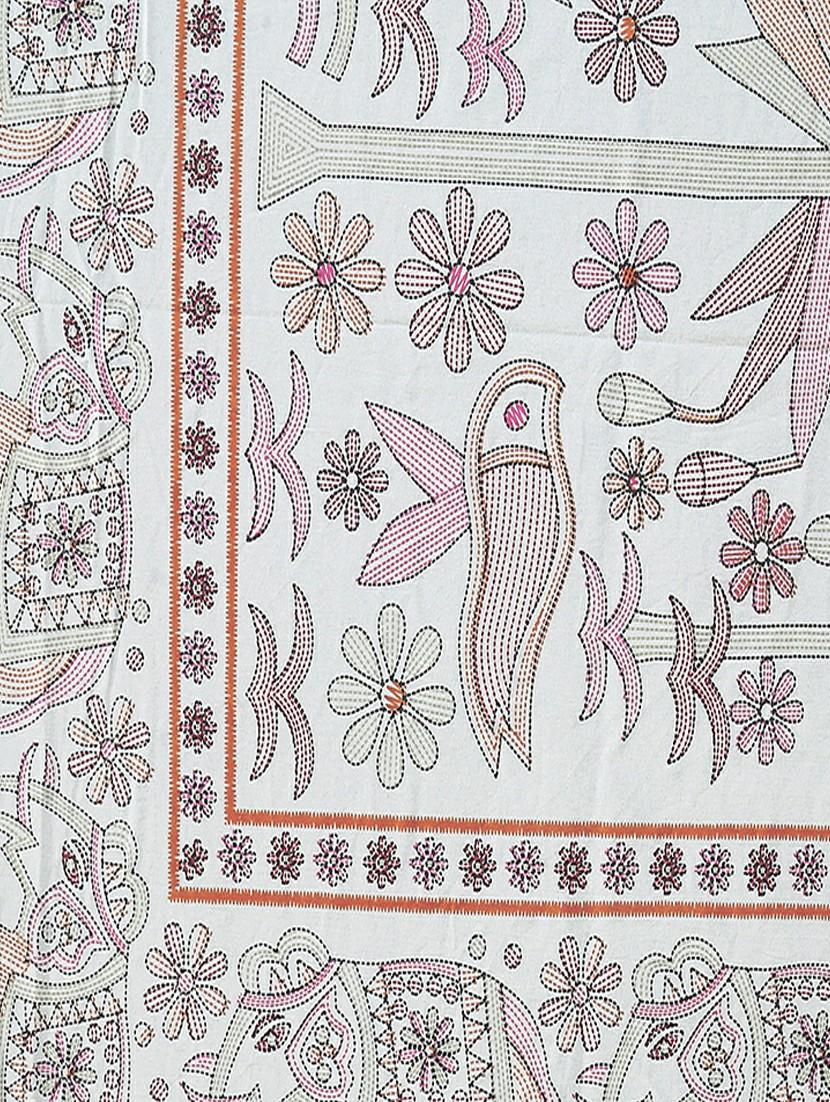 texstylers cotton printed kantha pattern jaipuri king size bedsheet with 2 pillow covers - 20893301 - Standard Image - 4