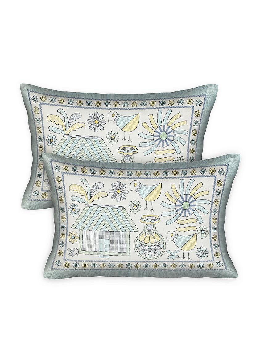 texstylers cotton printed kantha pattern jaipuri king size bedsheet with 2 pillow covers - 20893302 - Standard Image - 1