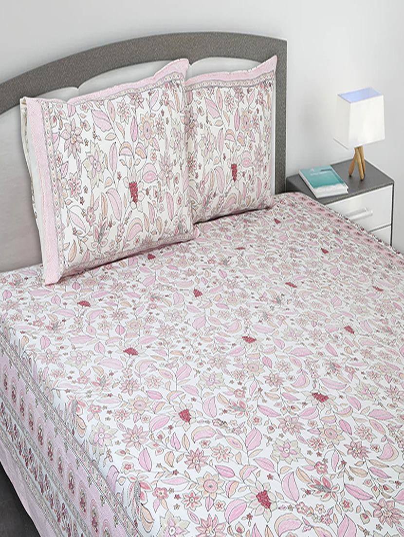 texstylers cotton printed kantha pattern jaipuri king size bedsheet with 2 pillow covers - 20893303 - Standard Image - 1