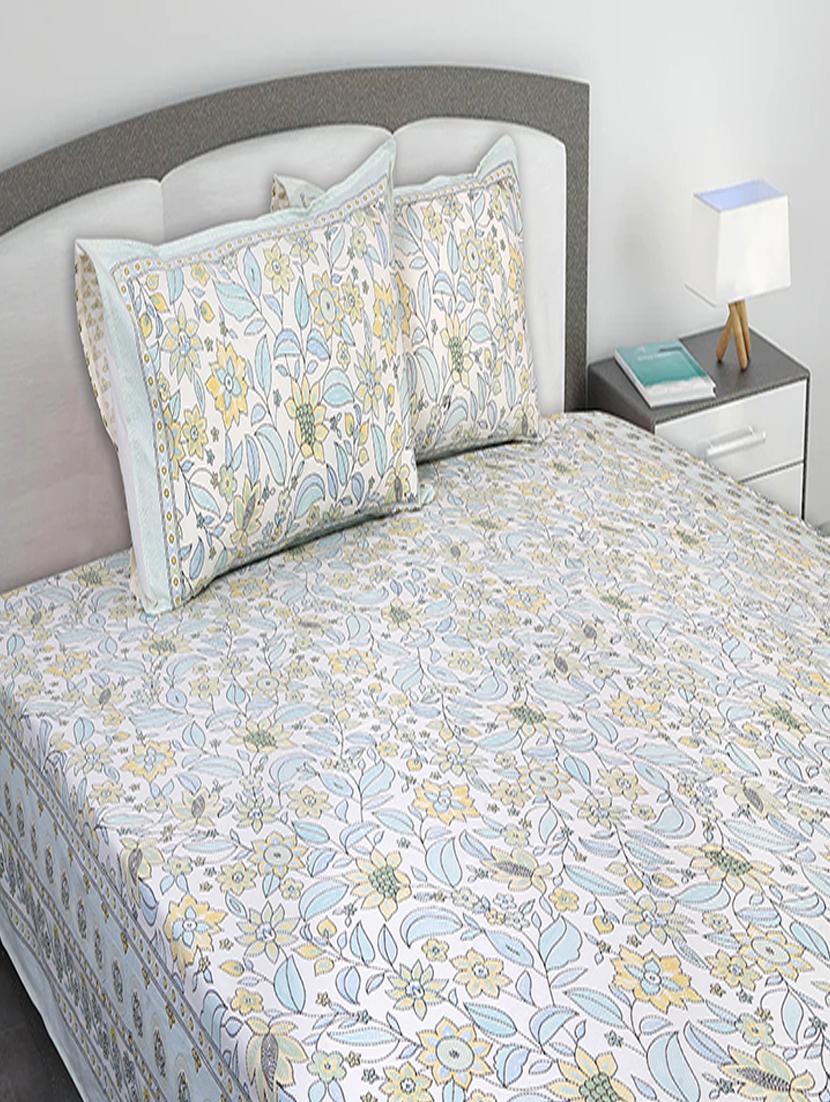 texstylers cotton printed kantha pattern jaipuri king size bedsheet with 2 pillow covers - 20893304 - Standard Image - 1