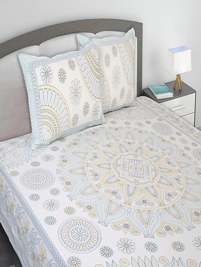 texstylers cotton printed kantha pattern jaipuri king size bedsheet with 2 pillow covers - 20893307 - Standard Image - 1