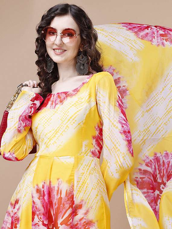 women yellow round neck kurta pant set with dupatta - 20893342 -  Standard Image - 4