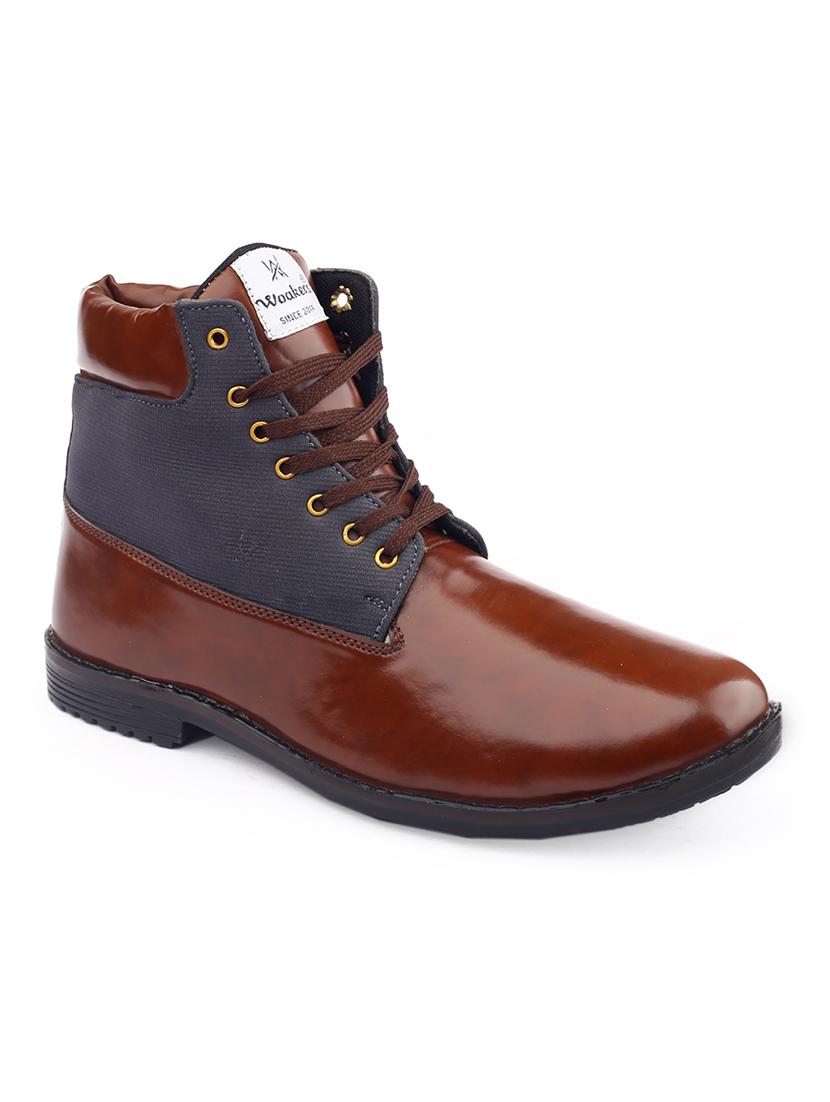 brown color block lace up boot - 20893565 -  Standard Image - 1